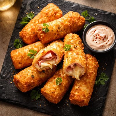 Manioc with cheese and ham