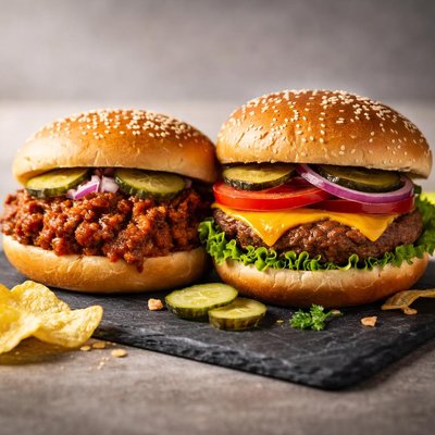 Manwich and hamburger