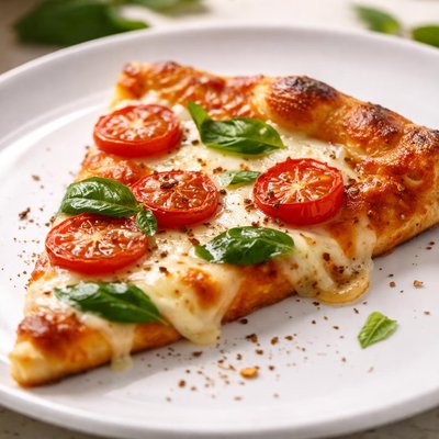 Margarita pizza slice