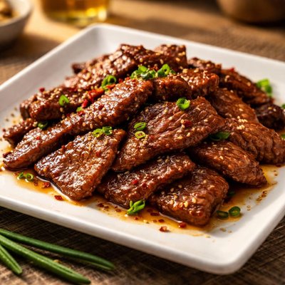 Marinated beef slices