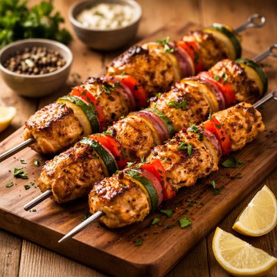 Marinated chicken skewer