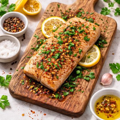 Marinated mahi-mahi fillet