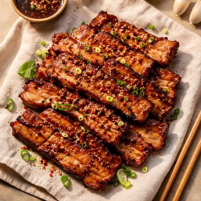 Marinated pork belly