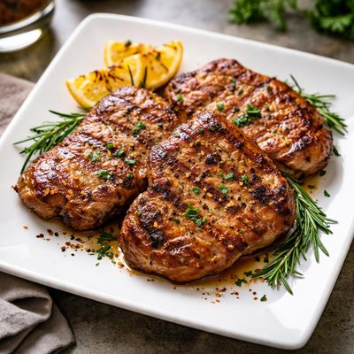 Marinated pork steaks