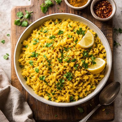 Marinated turmeric rice