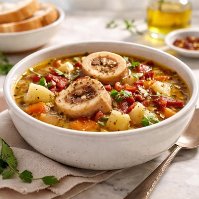 Marrow soup with bacon and potato