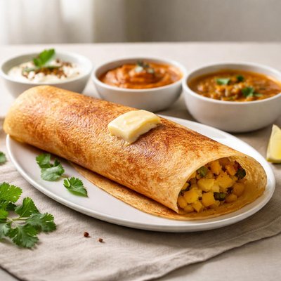 Masala dosa with butter