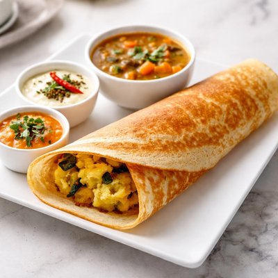 Masala dosa with sambar