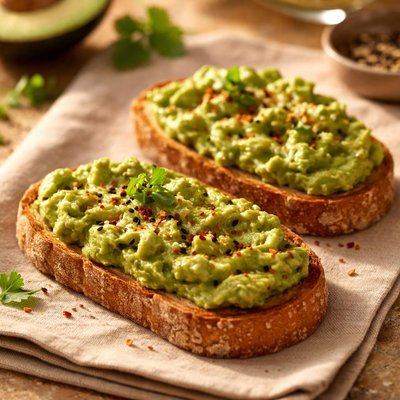 Mashed avocado on bread
