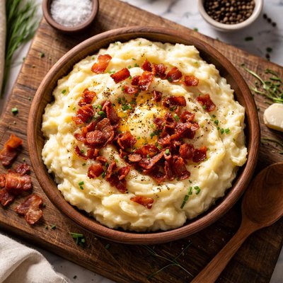 Mashed potatoes and bacon