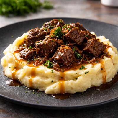 puré de papas con carne