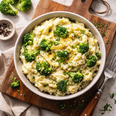 Mashed potatoes with broccoli