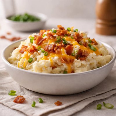 Mashed potatoes with cheese and bacon