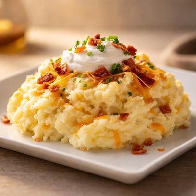 Mashed potatoes with cheese and sour cream