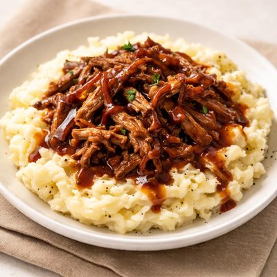 Mashed potatoes with pulled pork