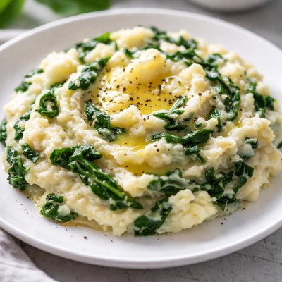 Mashed potatoes with spinach
