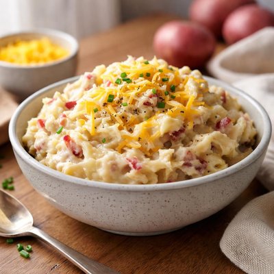 Mashed red potatoes with cheese