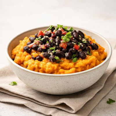 Mashed sweet potatoes with beans