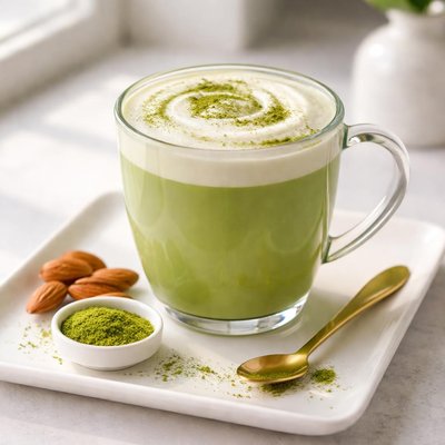 Matcha latte with almond milk