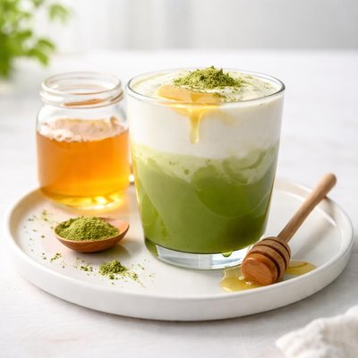 Matcha latte with honey