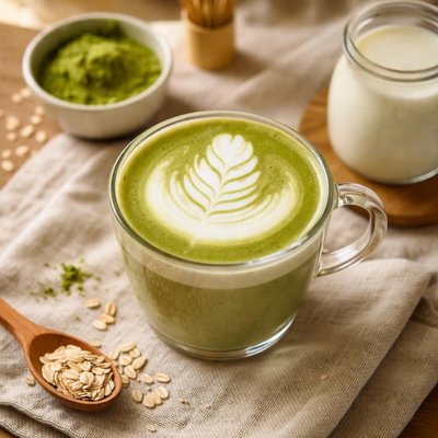 Matcha latte with oatmilk