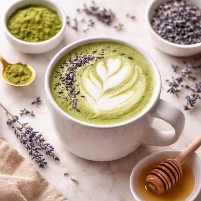Matcha lavender latte