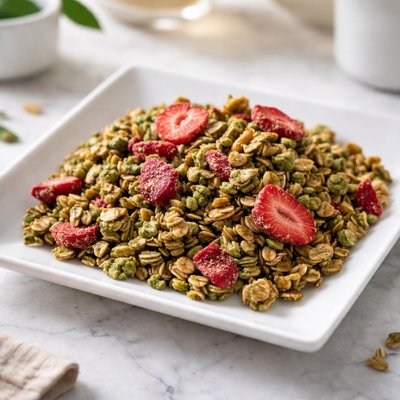 Matcha strawberry granola