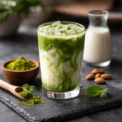 Matcha with almond milk