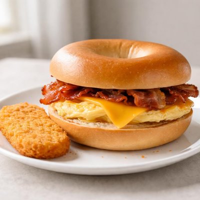 Mcdonalds bacon egg snd cheese bagel and hashbrown