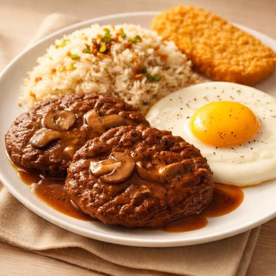 Mcdonalds burger steak and egg breakfast