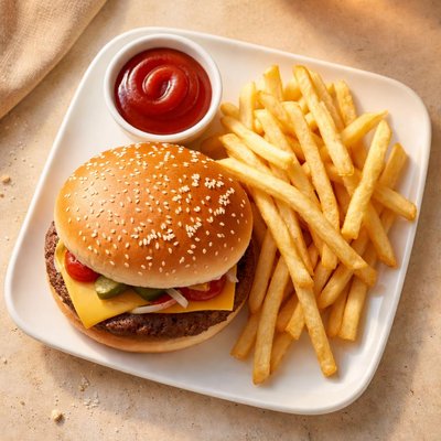 麦当劳儿童芝士汉堡薯条