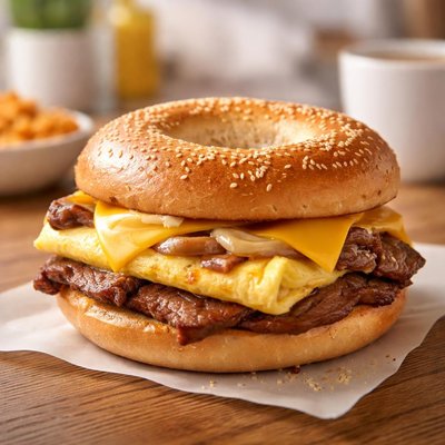 Mcdonalds steak egg and cheese bagel