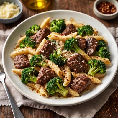 Meat and brocoli pasta