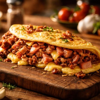 Meat lovers omelette