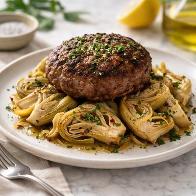 Meat patty with artichoke