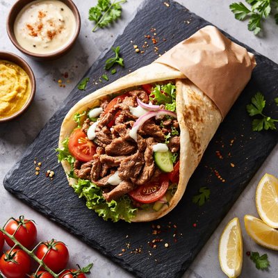 Meat shawarma sandwich