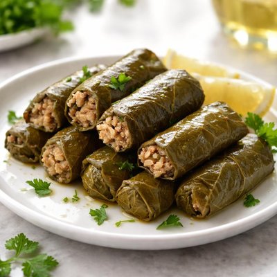 Meat stuffed grape leaf