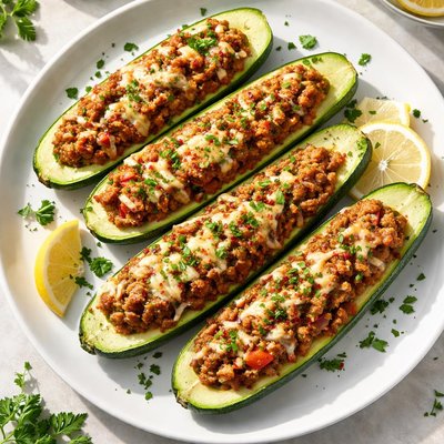Meat stuffed zucchini