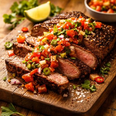 Meat with salsa