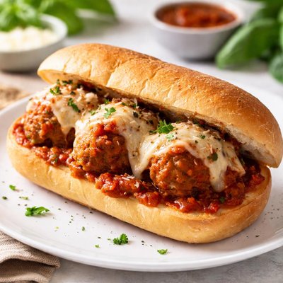 Meatball marinara sandwich