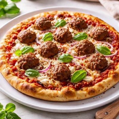 Meatball pizza