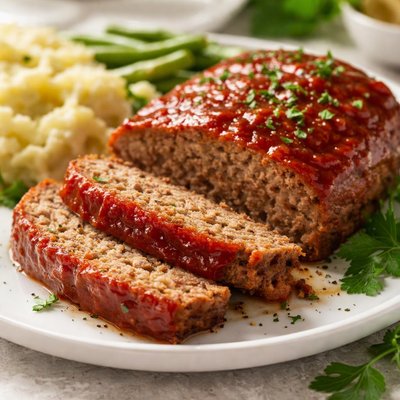Meatloaf with ketchup
