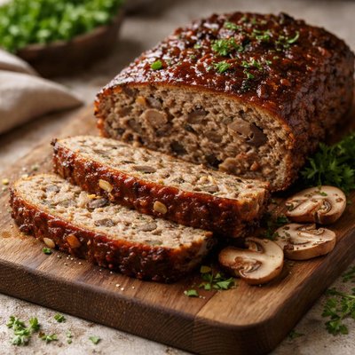 Meatloaf with mushrooms