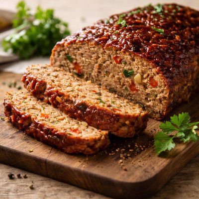 Meatloaf with onions and bell peppers