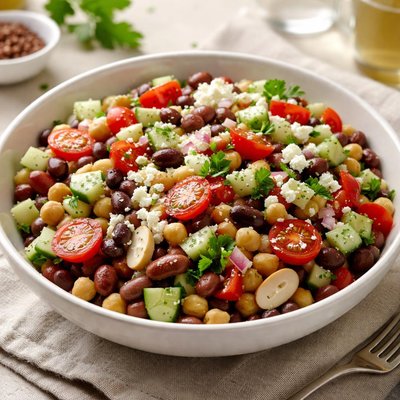 Mediterranean dense bean salad