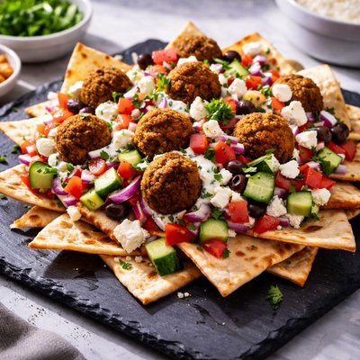 Mediterranean falafel nachos