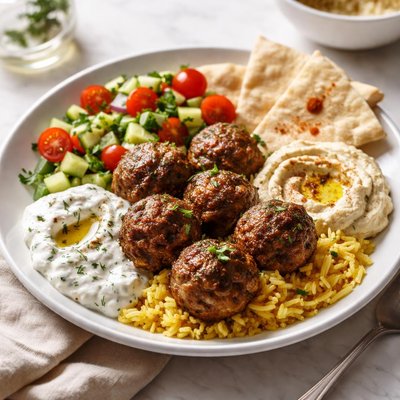 Mediterranean meatball meal