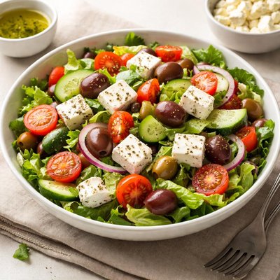 Mediterranean salad with feta cheese