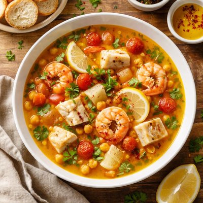 Meditterranean saffron broth