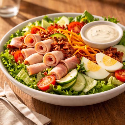 凉拌主厨沙拉配浅色牧场酱